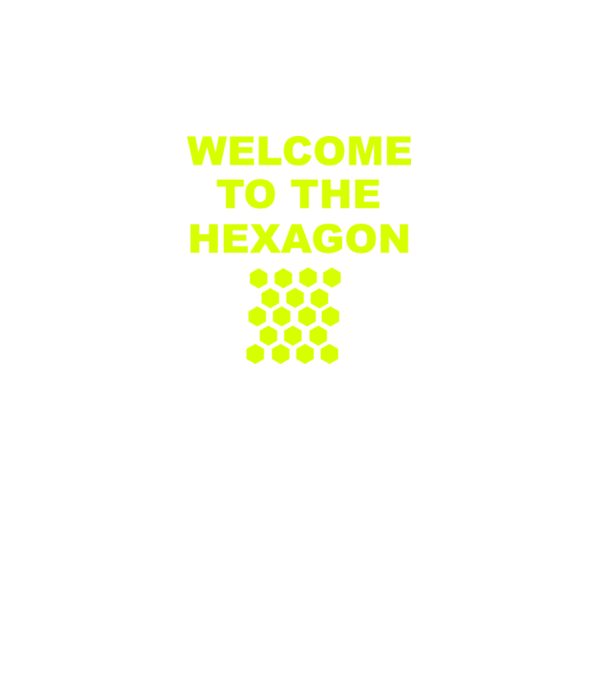 Welcome to the hexagon model gri închis pe tricou