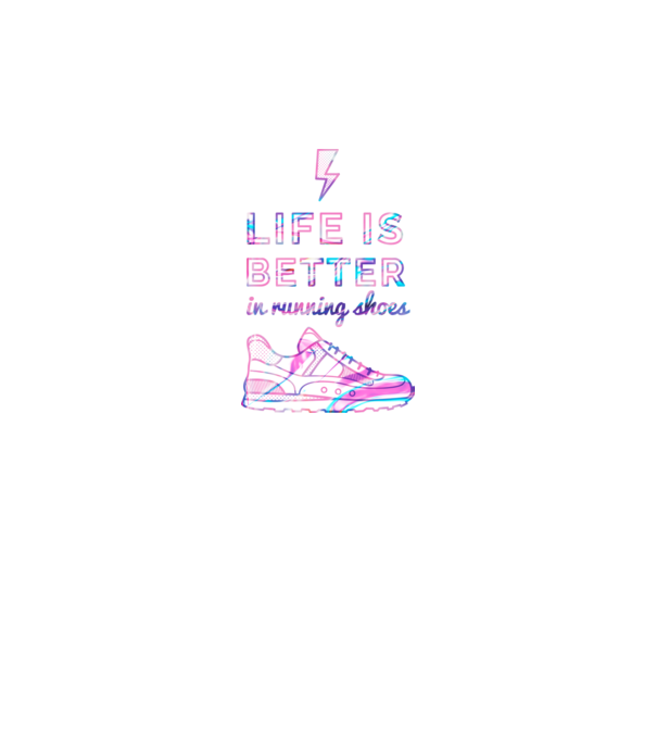 Life is better running shoes HOLO model negru pe tricou