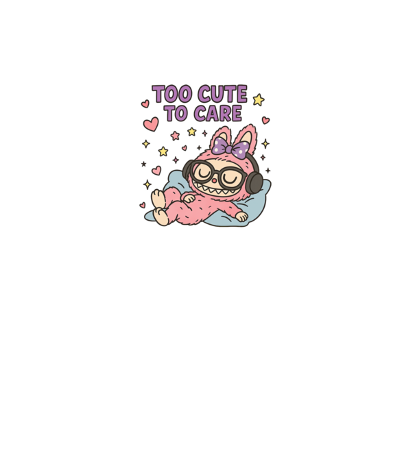 Too cute to care model negru pe tricou