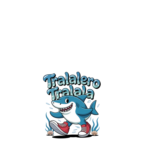Tralalero Tralala drăguț model negru pe tricou