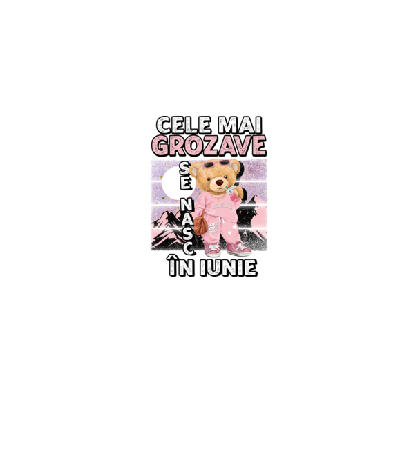RETRO teddy fetişcană IUNIE model negru pe tricou