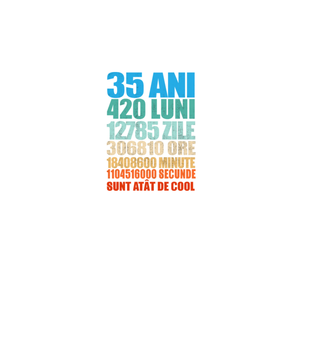 De 35 ani - luni - zile - ore - minute - secunde - sunt atât de cool model negru pe tricou