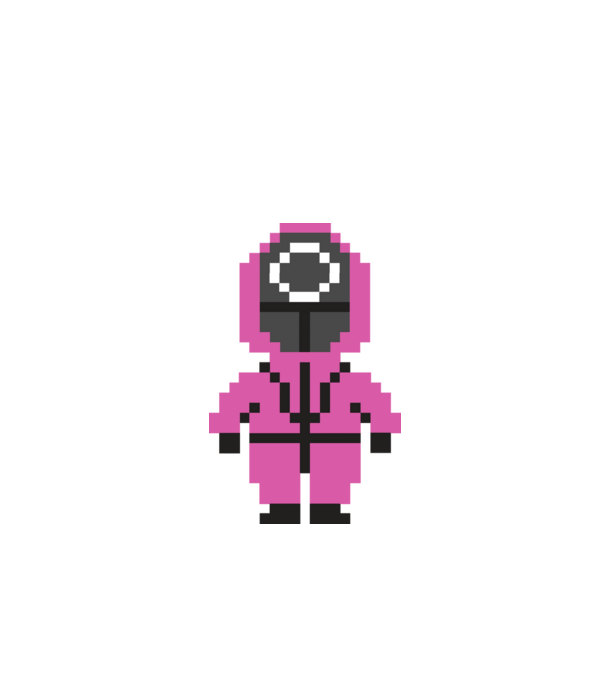 squid game pixel model negru pe tricou