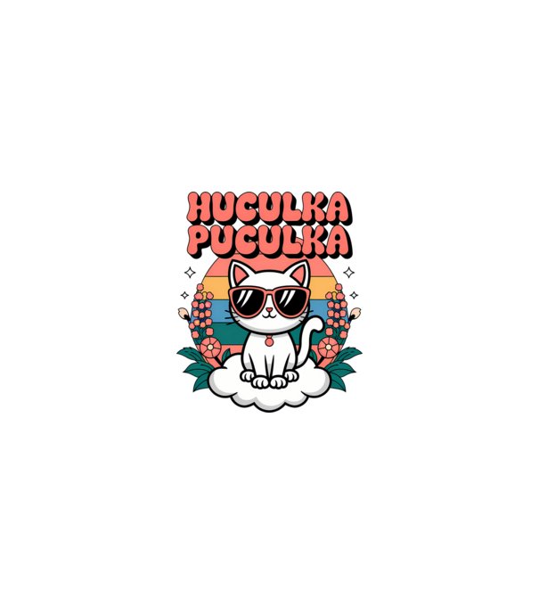 Huculka Puculka pisică 1 model nisipiu pe tricou