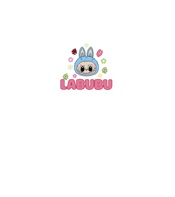 Labubu model gri închis pe tricou