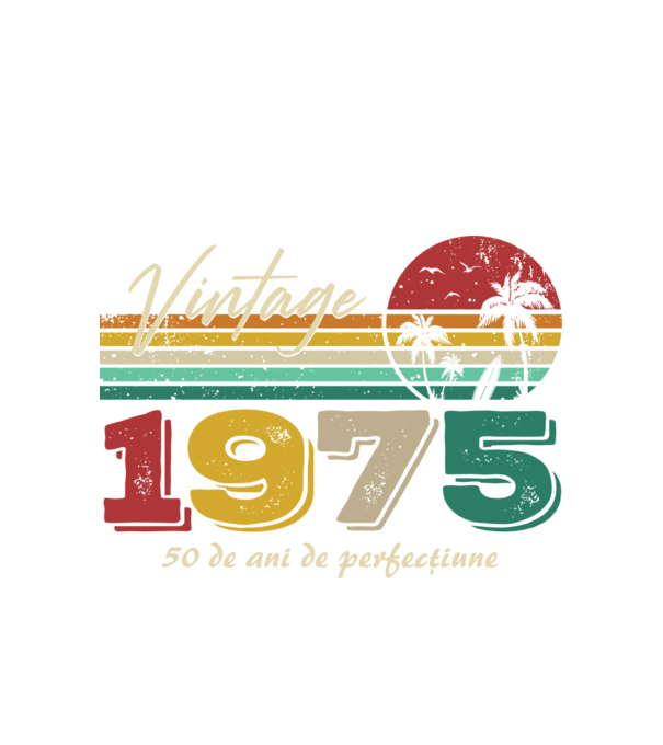 VINTAGE 1975 model alb pe tricou