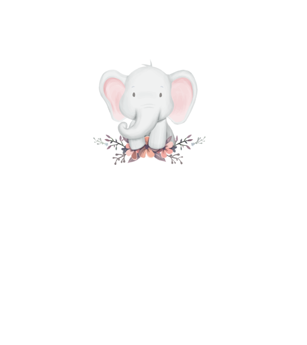 Elefant cu flori model alb pe tricou