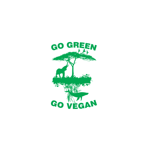 go green go vegan model negru pe tricou