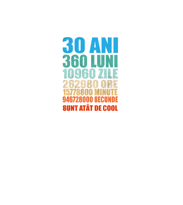 De 30 ani - luni - zile - ore - minute - secunde - sunt atât de cool model negru pe tricou