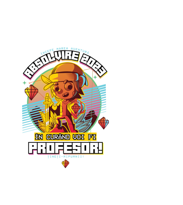 absolvire 2023 profesor model alb pe tricou