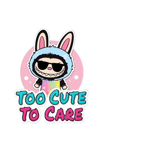 Too cute to care model negru pe tricou