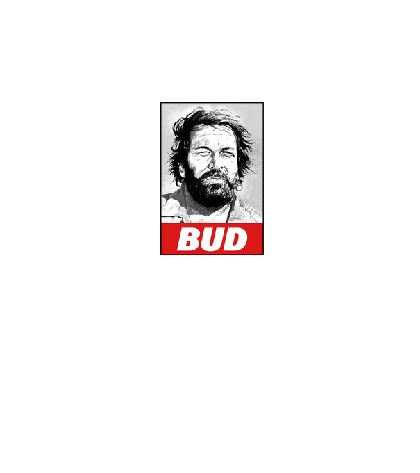 Bud Spencer halftone model alb pe tricou