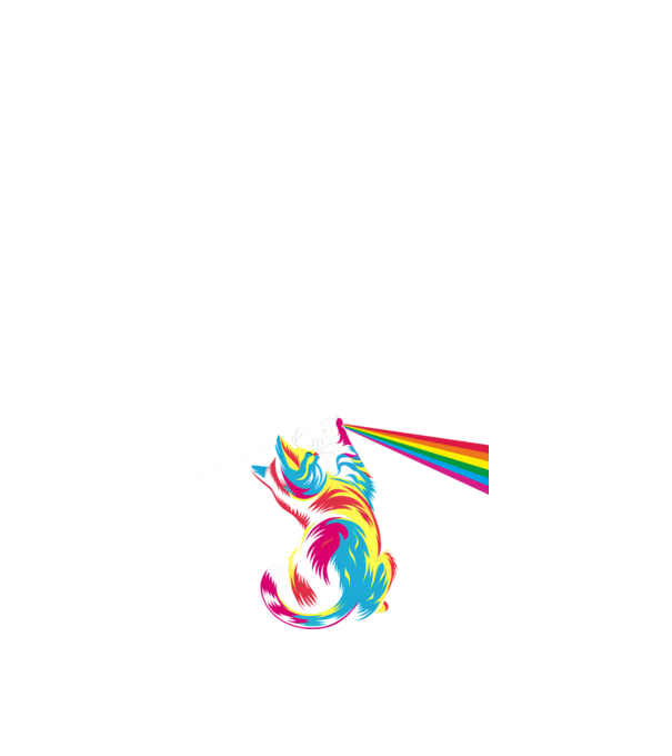 Pisica prismă model alb pe tricou
