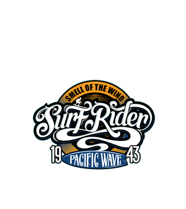 Surf Rider model negru pe tricou