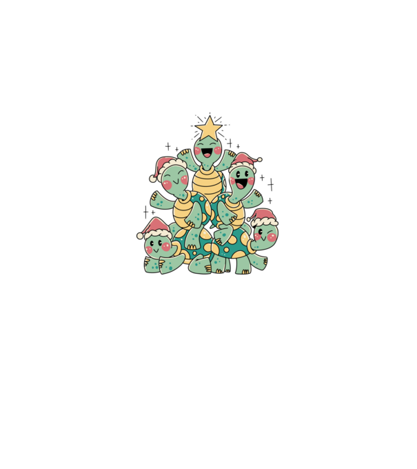 Turtle christmas tree model negru pe tricou