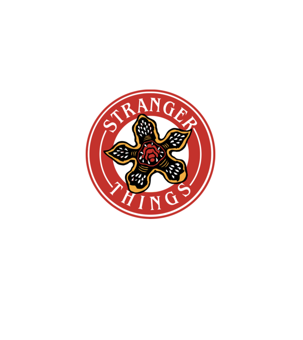 stranger things logo bucks model roșu pe tricou