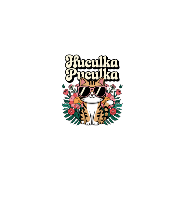 Huculka Puculka pisică 3 model alb/roșu pe tricou