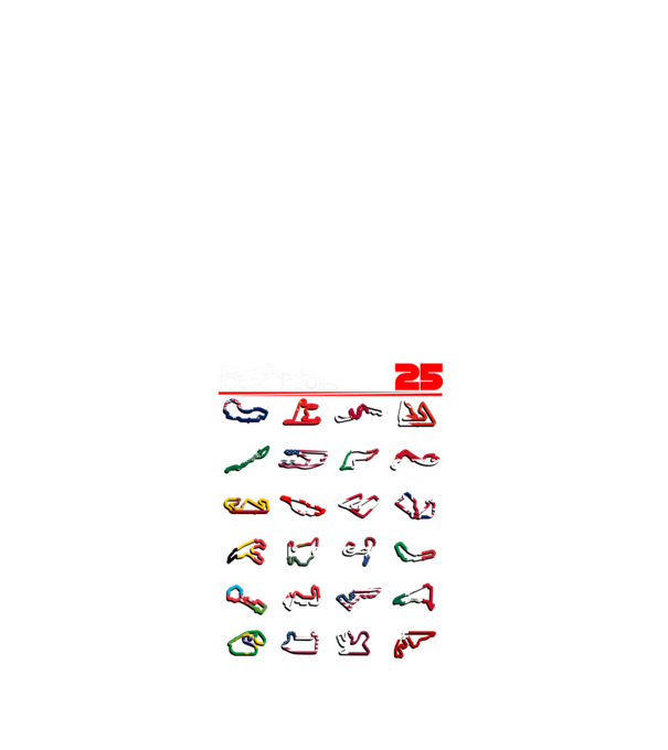 F1 calendar 2025 Negru model alb pe tricou