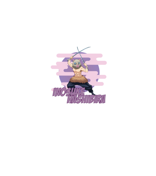 Demon Slayer Inosuke model gri pe tricou