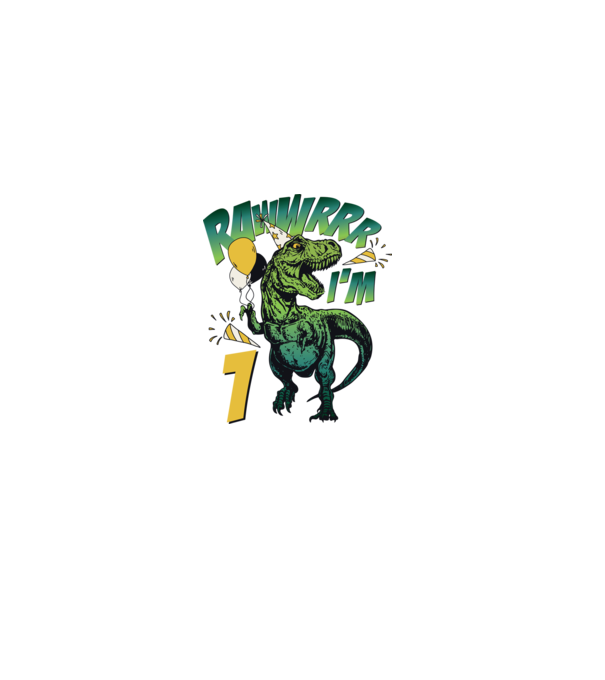 'Birthday Dinosaur rawww i''m 1' model alb pe tricou