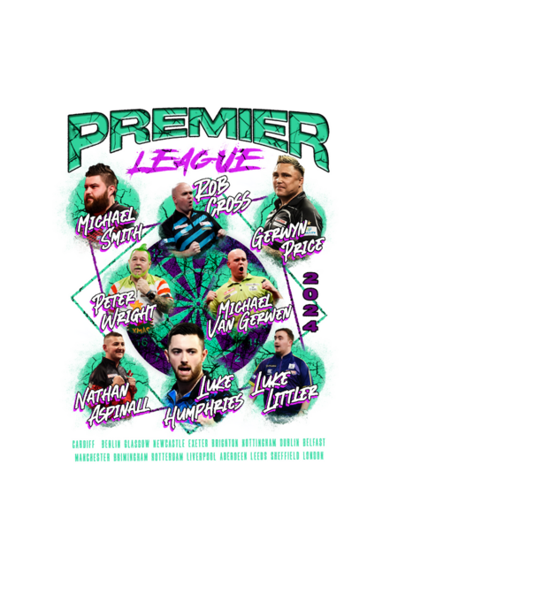 DARTS premier league 2024 model negru pe tricou