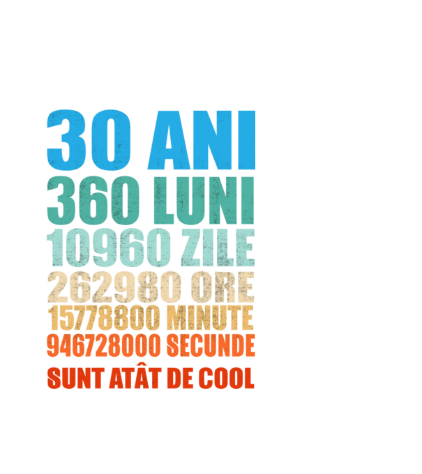 De 30 ani - luni - zile - ore - minute - secunde - sunt atât de cool model alb pe tricou