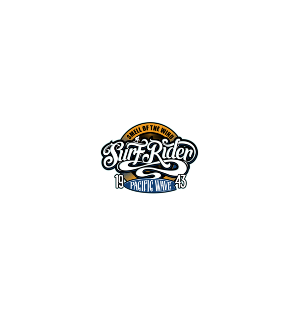 Surf Rider model negru pe tricou