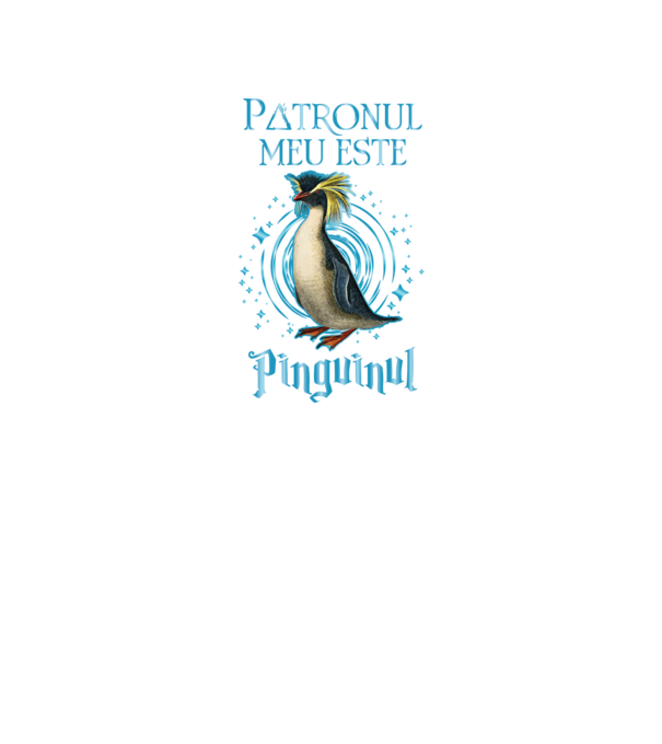 Patronul meu este PINGUINUL model negru pe tricou