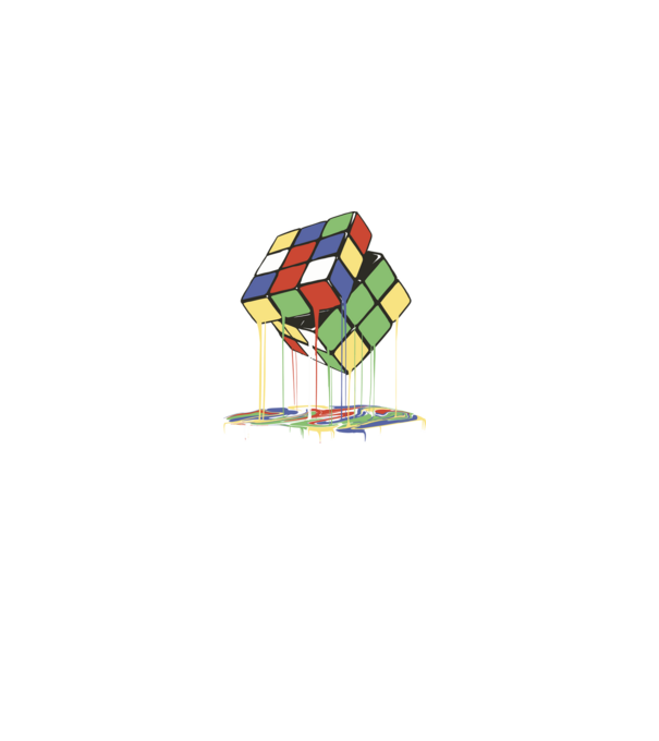 Melting Rubik cube model negru pe tricou