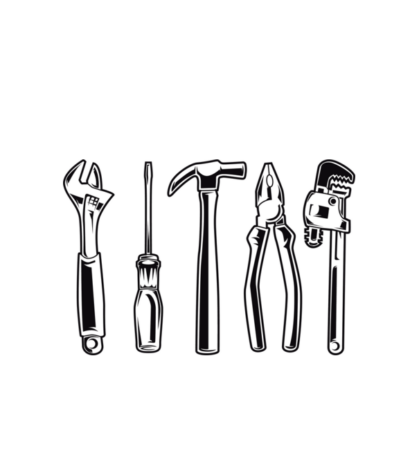 Tools model alb pe tricou