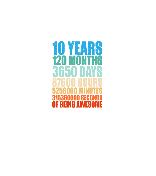 10 years of being awesome model negru pe tricou