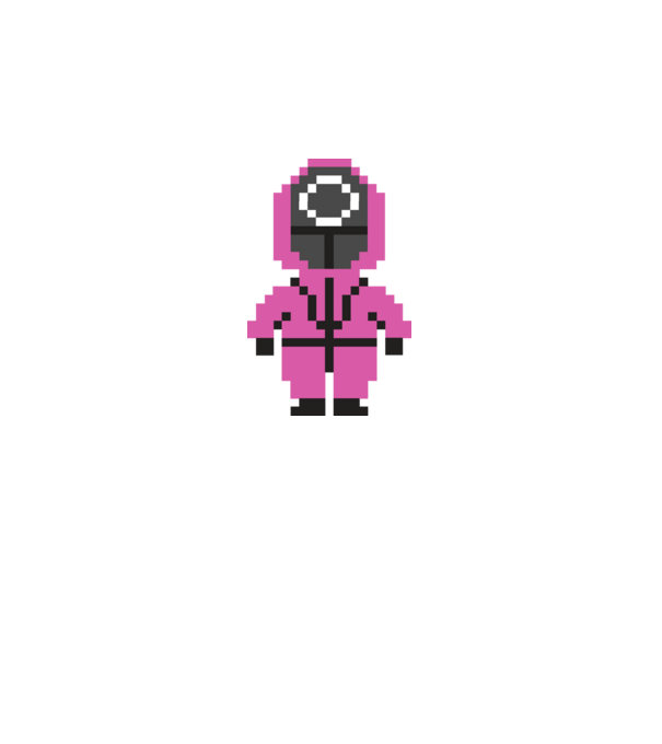 squid game pixel model negru pe tricou