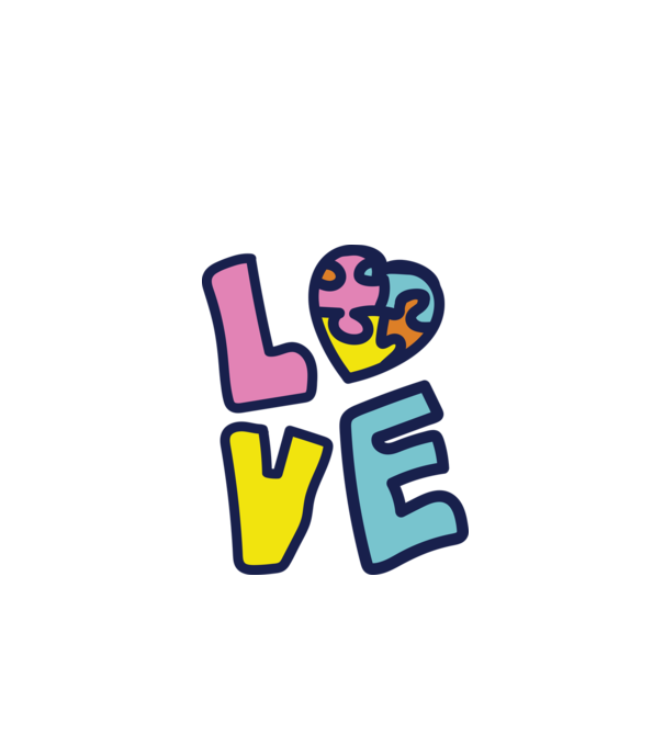 Ziua Mondială a Autismului LOVE model alb pe tricou