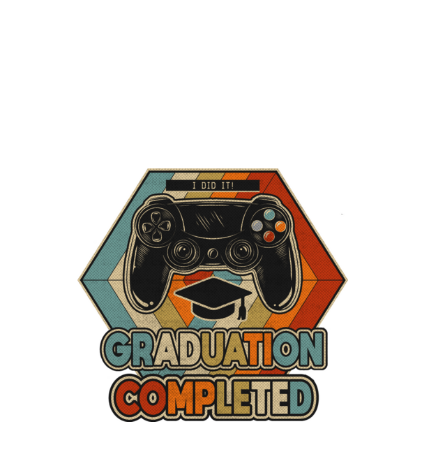 Graduatuion completed retro model alb pe tricou