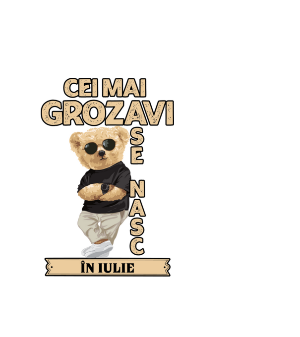 Teddy cel cool iulie model alb pe tricou