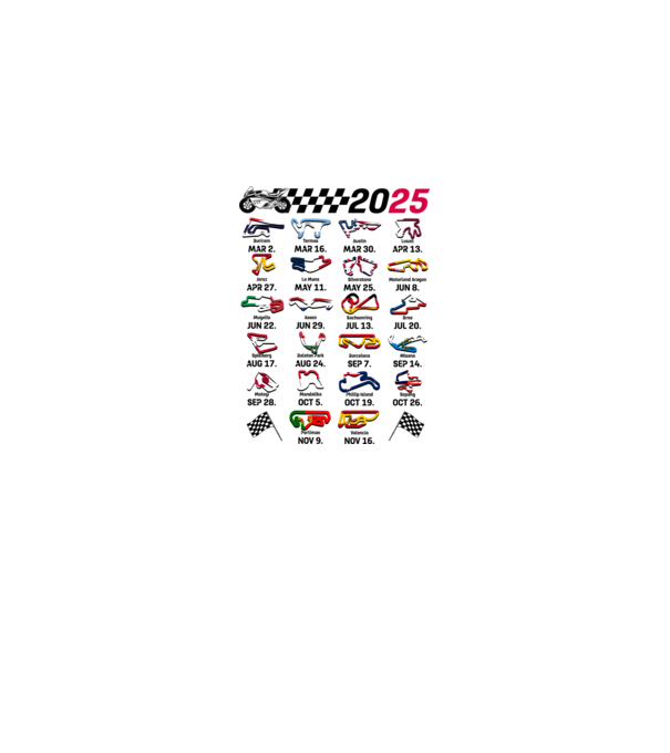 MOTOGP 25 CALENDAR alb model alb pe tricou