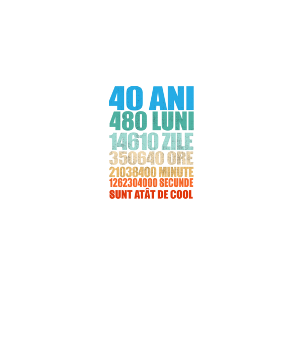 De 40 ani - luni - zile - ore - minute - secunde - sunt atât de cool model negru pe tricou