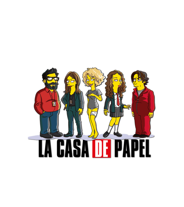 la casa de papel simpson model alb pe tricou