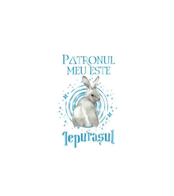 Patronul meu este IEPURAȘUL model negru pe tricou