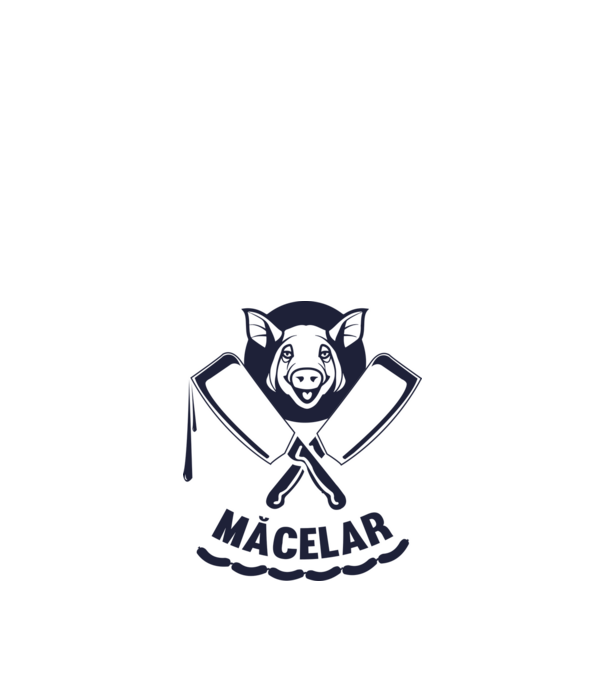 măcelar model alb pe tricou