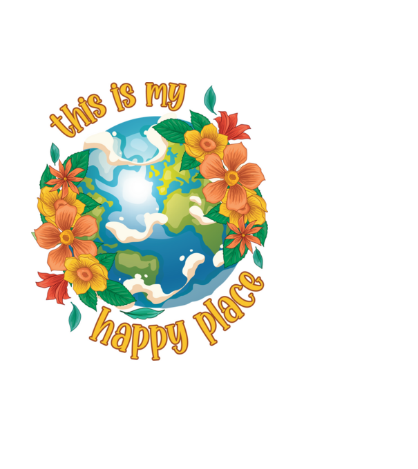 Happy Place model negru pe tricou