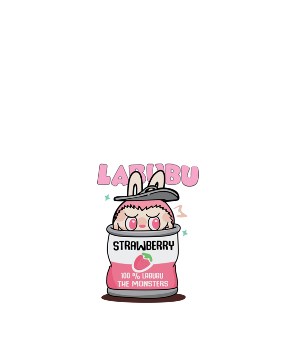 Strawberry Labubu model alb pe tricou