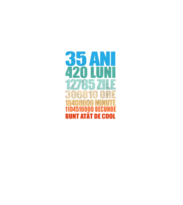 De 35 ani - luni - zile - ore - minute - secunde - sunt atât de cool model negru pe tricou