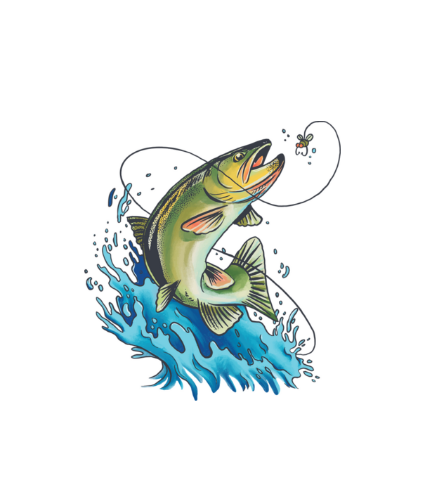 Fish model alb pe tricou