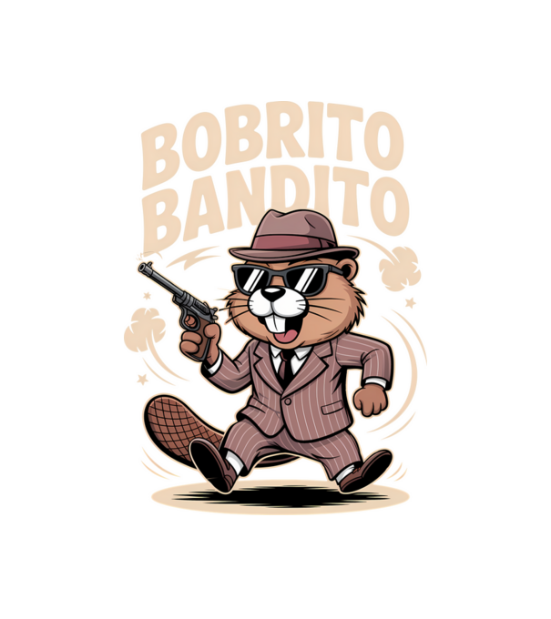 Bobrito Bandito model negru pe tricou