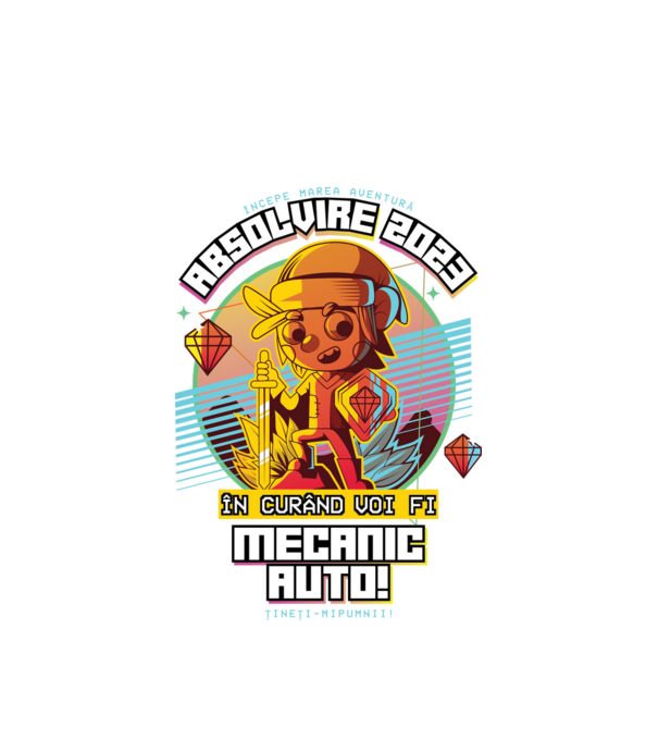 absolvire 2023 mecanic auto model alb pe tricou