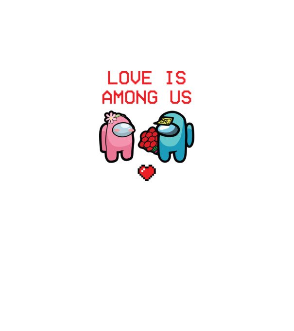 Among us love model alb pe tricou