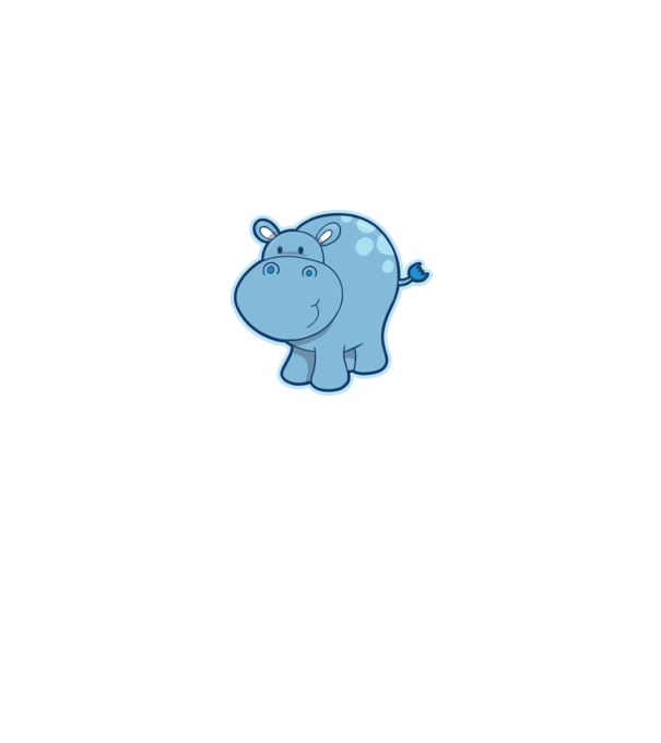Cartoon hippo model negru pe tricou