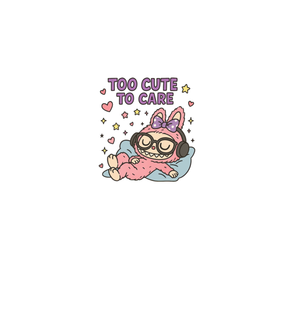 Too cute to care model negru pe tricou