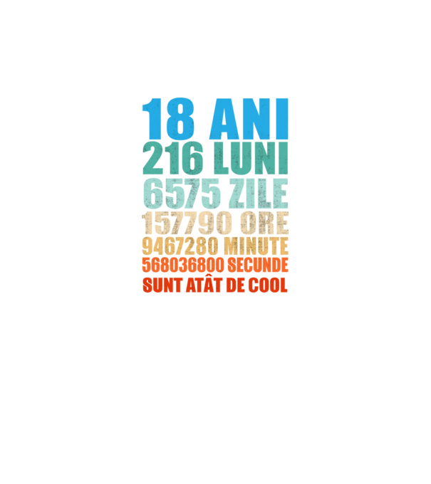De 18 ani - luni - zile - ore - minute - secunde - sunt atât de cool model negru pe tricou